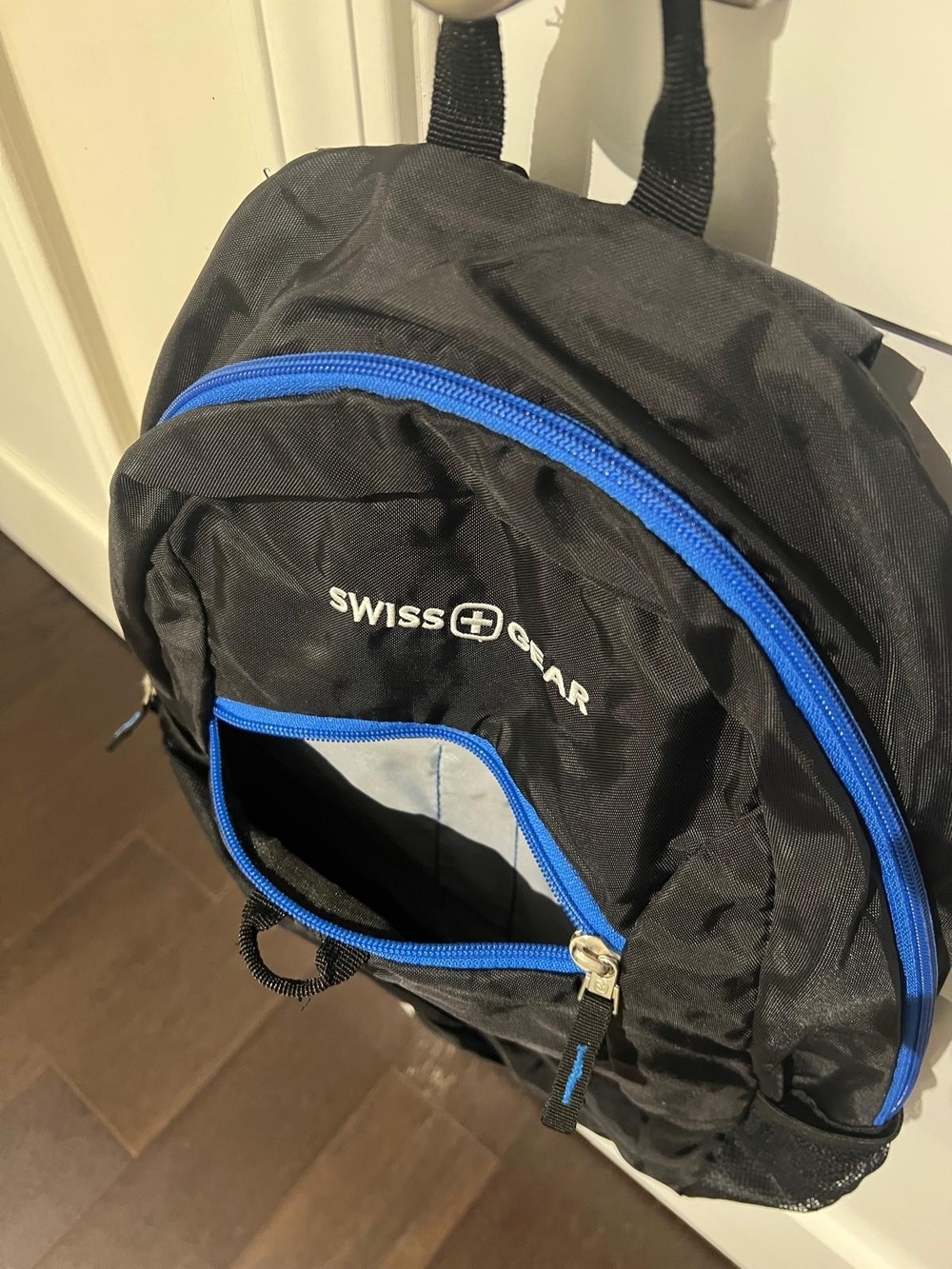 SwissGear Black Backpack with Blue Zippers